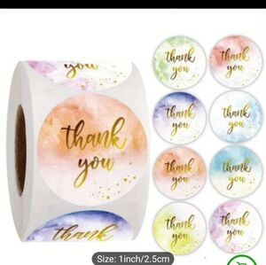 500 Thank You Stickers Gold And Pink NIP